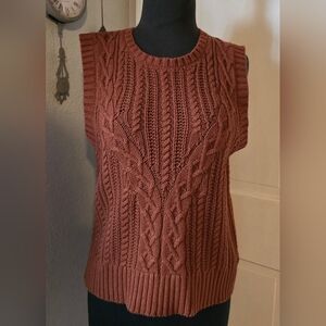 Rachel Zoe Rust Cable Knit Sweater Vest